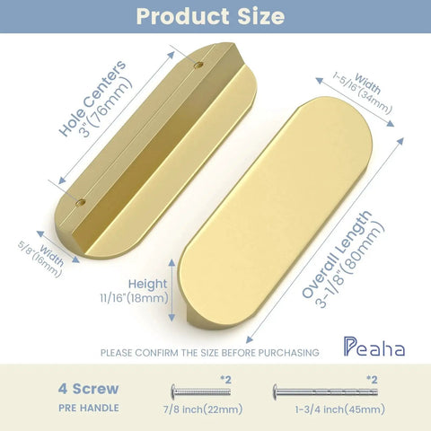 10 Pack Gold Cabinet Pulls 3 Inch Edge Pulls For Cabinets Desk Pull Gold Handle For Kitchen Cabinets with size dimensions