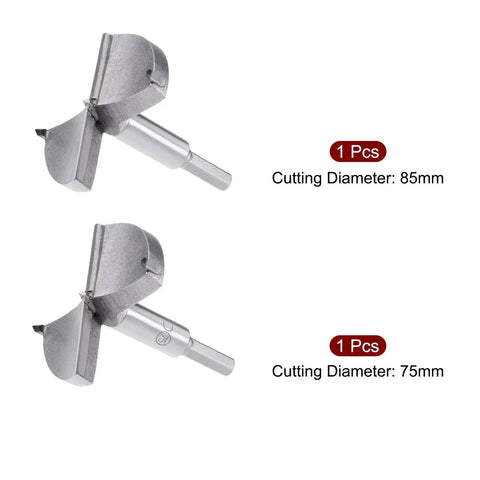 Forstner Drill Bit Set 75mm And 85mm With Hex Shank 10mm Tungsten Carbide Cutter And Hardened Steel Body, Uxcell