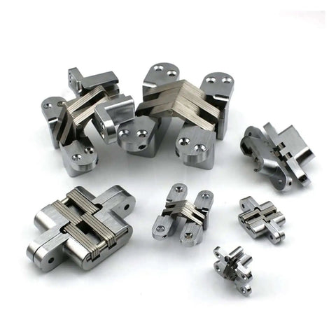 Hidden Hinges Set 2 Pack 304 Stainless Steel Discreet Invisible Folding Door Hinges for Cabinets in multiple sizes