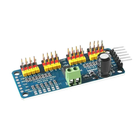 PCA9685 16 Channel 12 Bit PWM Servo Driver Board With I2C Interface for Raspberry Pi and Microcontrollers, visible circuit layout