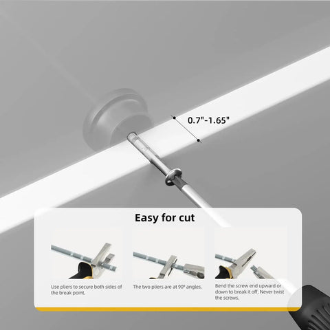 Close-up showing installation instructions with pliers for 18 Pack Black Cabinet Knobs Zinc Alloy Round Drawer Knob 1-5/8 Inch
