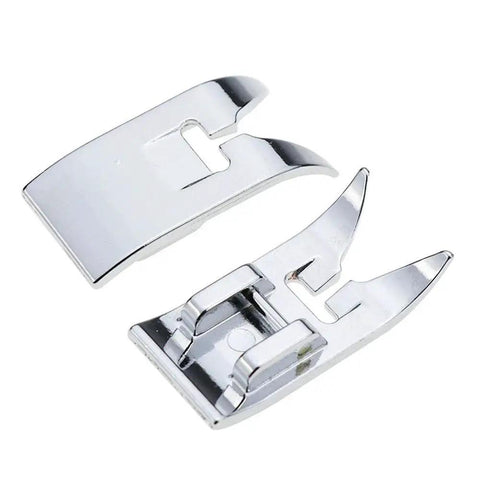 Two chrome snap-on presser feet for sewing machines (zigzag and straight stitch)