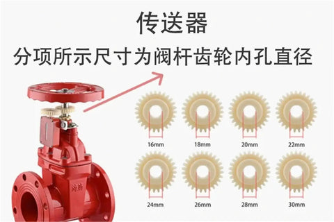 Gate Valve Opening And Closing Symbol XZ Signal Box for Conveyor System with Scale Switch Size 16, displayed with gear sizes.