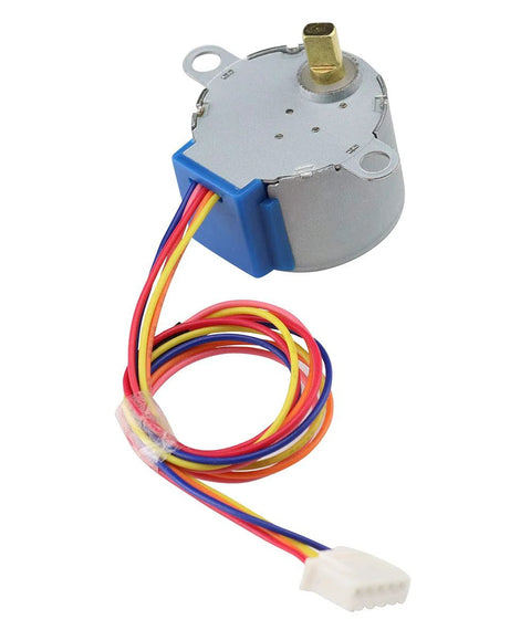 VKLSVAN 28BYJ-48 5V stepper motor with blue mount and multi-color wiring, white 6-pin connector