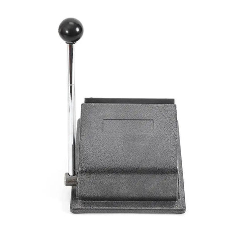 Front view of Multi Sheet Circle Punch Die Cutter 58mm and 70mm with long arm power saving handle and hardened steel die cast base