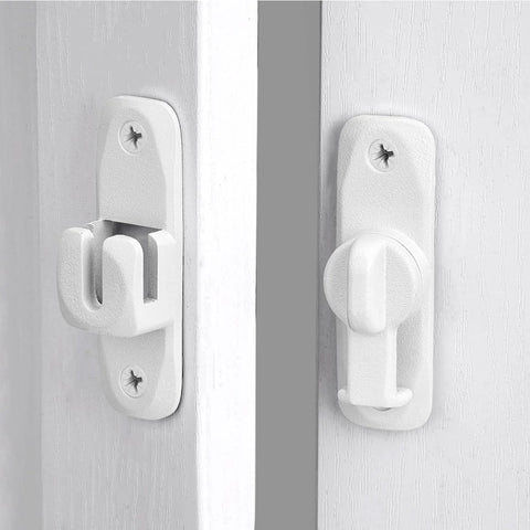 Matte White 90 And 180 Degree Barn Door Latch Zinc Alloy Flip Lock installed on white door