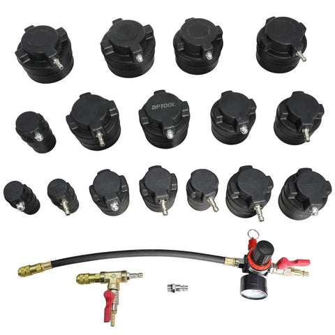 Turbo System Leak Tester Kit For Cars, 19-Piece Turbo Boost Leak Tester With 16 Step Adapters, Turbocharger Air Pressure Gauge