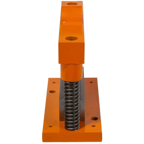 Side view of 8 Inch Sheet Metal Brake For One Quarter Inch Thick Steel, 8 Inch Wide, MP4110 Model, orange tool with spring detail