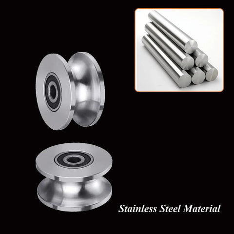 Stainless Steel U Groove Gate Roller Kit For Barn Doors Beefed Up Heavy Duty Cable Pulley Block With Bearing