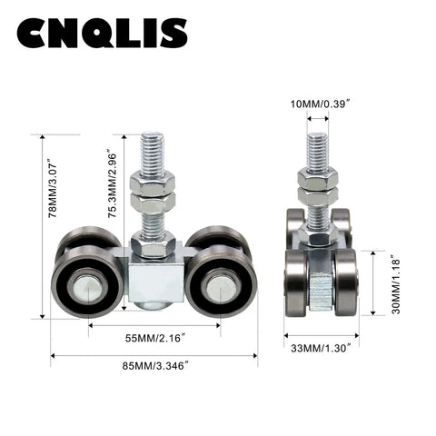 4 Wheel Trolley Assembly With Silent M10 Bolts And Nuts For Use With 1-5/8 Inch Wide Or Taller Post Channels Load Capacity Up To 770 Lbs