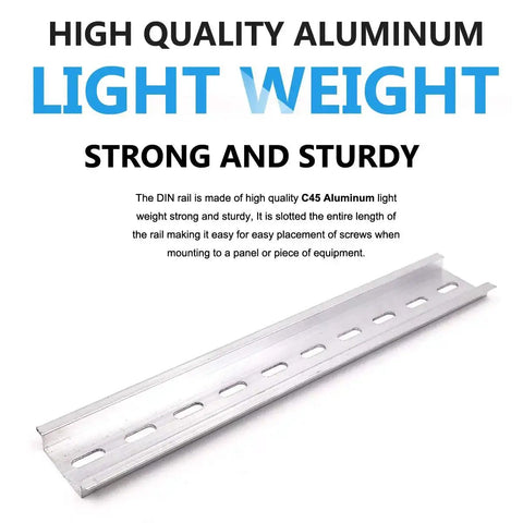 Set Of 20 Slotted Aluminum DIN Rail Pieces RoHS Compliant 7.5 Inch Long 35mm Wide 7.5mm High Heavy Duty Modular Electric Rail