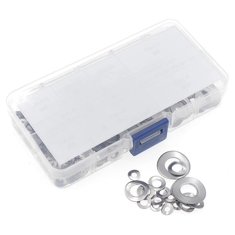 HVAZI 350pc metric stainless steel wave washer assortment kit in clear plastic case M3–M12