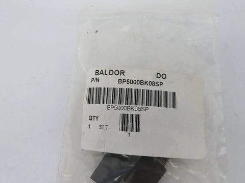 BP5000BK08SP motor carbon brush package showing label and sealed unit for brushed DC motors, 3/8 hp, 130 V, parallel shaft fitment.