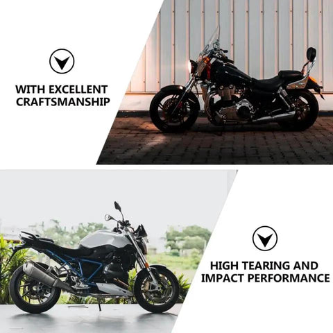 Mobestech motorcycle hub nut tool banner; split image shows a black bike above and a white bike below with geometric panels.