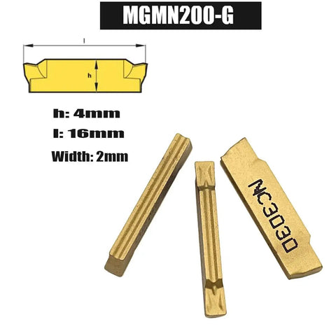 Tin Coated Carbide Grooving Inserts 2mm Wide Set Of 10 For MGEHR MGIVR Lathe Grooving Cut Off Tool High Precision And Wear Resistance