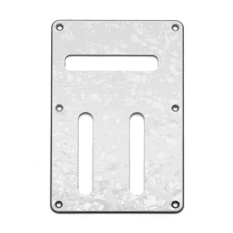 Guitar Back Panel Replacement Part For Electric Guitars, Lightweight Precision Fit, Protects Wiring And Boosts Style, Dope Rear Panel Upgrade With Sleek Finish For A Custom Look, white PVC design, rectangular shape with screw holes and wire slots.