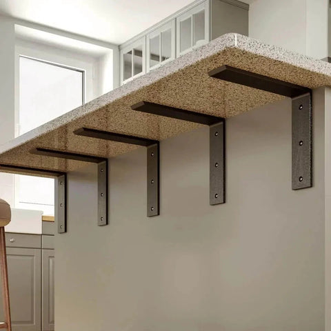 Installed Countertop Support Bracket 2 Pack Heavy Duty Hidden L Bracket 12x6x2.5 Inches for Quartz Granite Laminate Black under counter