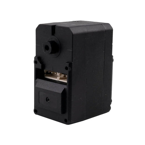 Black Pro Grade 19KgCm Smart Servo with 7.4V Serial Bus TTL Control, showing dual-axis design and black plastic case.