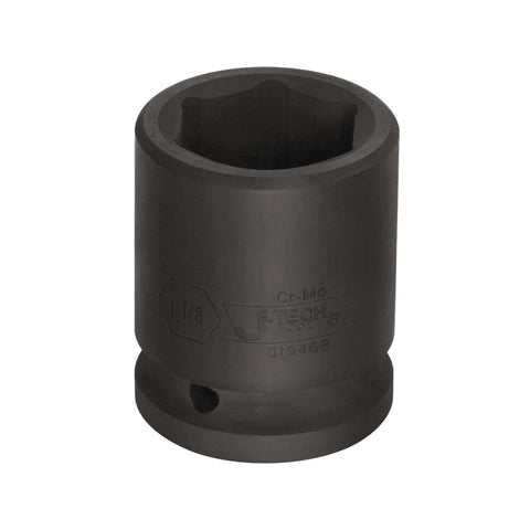 Three Quarter Inch Drive One And One Eighth Inch Standard Impact Socket Made From Chrome Molybdenum Alloy Steel Heat Treated Six Point Design SAE