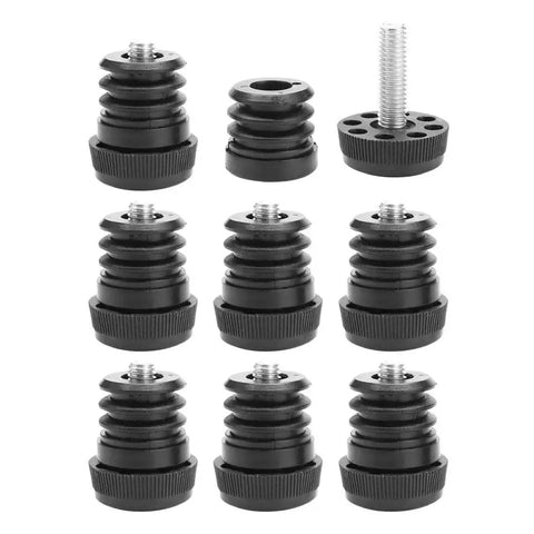 1 Inch Furniture Leveling Feet Set, 25mm OD Round Insert Adjustable Levelers, 8 Pack shown with threaded design and rubber finish