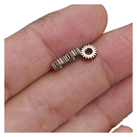 0.3 Module Planetary Gearbox Gear, 5.95mm Diameter in hand showcasing 18 Teeth High Precision Electronic Starter Speed Reducer