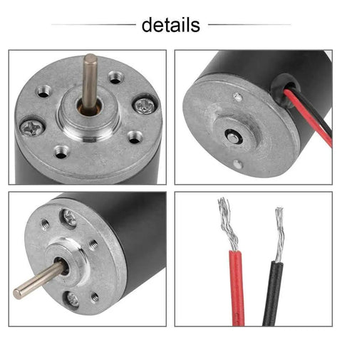 Detailed view of Dope High Speed Permanent Magnet DC Motor showing shaft, wire connections, and metal casing for DIY generators