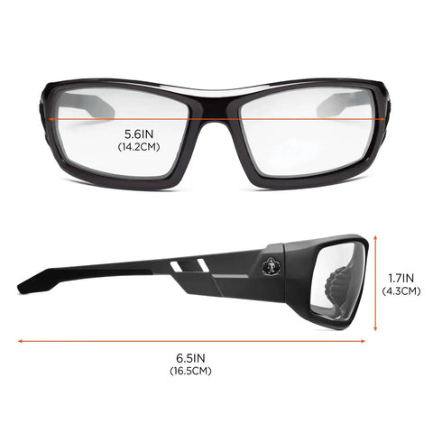 Skullerz Odin Safety Glasses Black Frame Clear Lenses Built For Real Tough Jobs High Impact Eyewear For Work ANSI Z87.1 Plus CSA Z94.3 MIL PRF 32432 Ballistic Protection Durable Full Frame UV 99.9 Percent Eye Safety And All Day Comfort