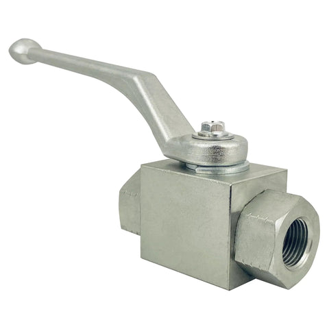 Two Way Hydraulic Ball Valve With Three Eighths Inch NPT 7250 PSI Maximum Shut Off Carbon Steel With Zinc Plating Suitable For Hydraulic And Water Applications Autovo KHB Series