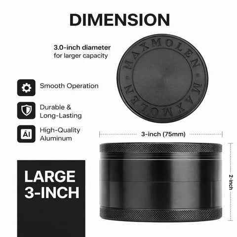 3 Inch Large Spice And Seasoning Grinder With Dual Grind Plates For Fine And Medium Textures Ideal For Everyday Home Cooking