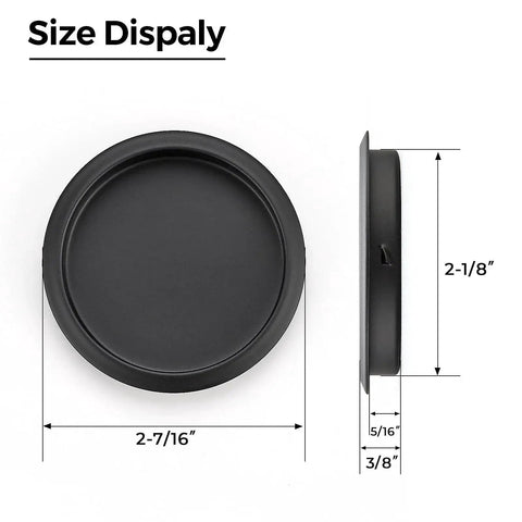 4 Pack Closet Door Finger Pulls For 2-1/8 Inch Holes Stainless Steel Sliding Door Hardware Easy Snap-In Dimensions Chart