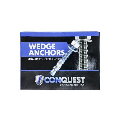 Box of Wedge Anchors 1/2 Inch Diameter 3-3/4 Inch Length Zinc Plated Concrete Anchors Coarse Thread Rust Resistant For Dry Interior Environments