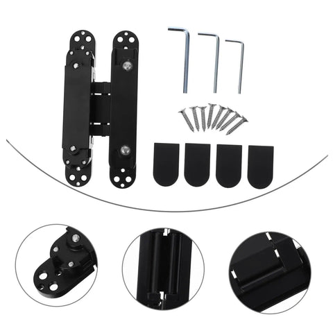 Concealed Hidden Door Hinge With Adjustable Alignment Satin Finish For Wooden Doors 180 Degree Swing Heavy Duty 40kg Load Capacity Prevent Pinching Metal Door Hinge By NUOBESTY, includes screws and tools.
