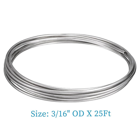 Stainless steel tubing coil, 3/16 in OD, 25 ft, 304 welded tubing, Amazon brand