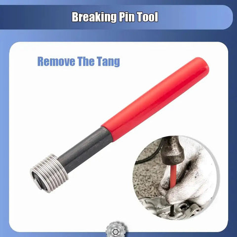 Breaking pin tool from M10 X 1.0mm Helicoil Style Thread Repair Kit For Damaged Internal Threads, stainless handle, used to remove tang