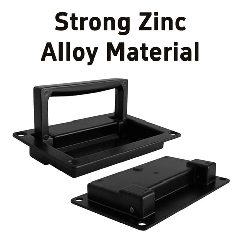 Strong Zinc Alloy Material, Zinc Alloy Recessed Pull Handle Heavy Duty Black Flush Door Handle With Mount Screws For Toolbox Drawer And Home Furniture 4.4 Inch By 2.7 Inch 17mm Thick Mount Hole Spacing 100 By 57 Mm Wear Resistant Finish.
