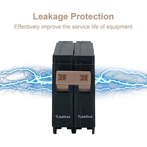 Two Pole 20 Amp Circuit Breaker Plug On Mount for Standard Miniature Panels with Thermal Magnetic Trip 10kA 120 240V