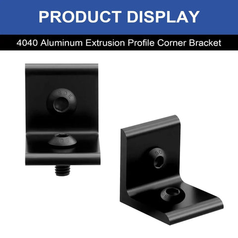 12 Pack 4040 Corner Bracket Connector For 40x40 Aluminum Extrusion Profiles, 90 Degree Black Angle Brackets Display