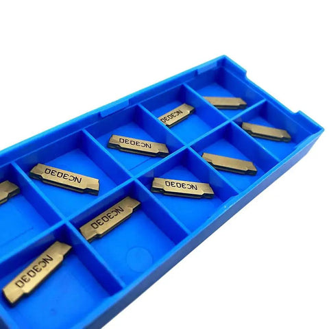 Tin Coated Carbide Grooving Inserts 2mm Wide Set Of 10 For MGEHR MGIVR Lathe Grooving Cut Off Tool High Precision And Wear Resistance