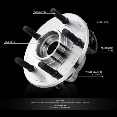 Factory Style Front Wheel Bearing Hub Assembly With ABS Sensor Plug For Dodge Ram 1500 4x4 2002-2005 Replacement shown