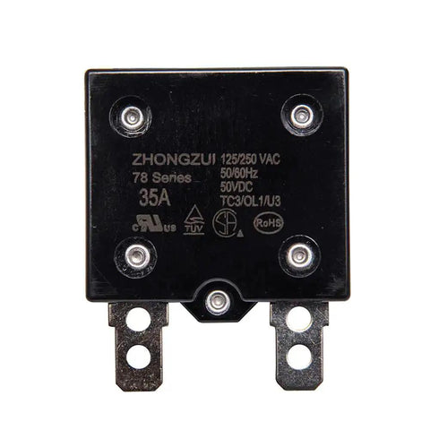 35A Auto Reset Relay Fuse For 12V 24V Ride On Toys Therma Switch Circuit Breaker For Overload Protection, black casing