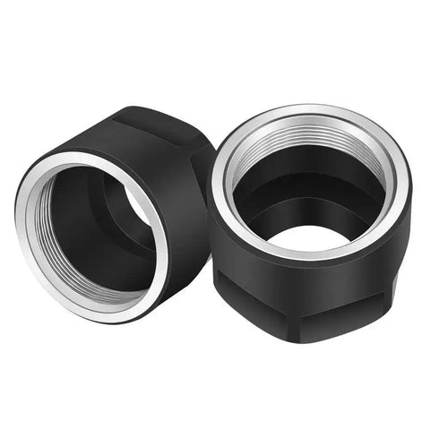 Two ER16A collet nuts with hex clamping, 5 pieces set, M24x1.0 thread, 45 steel, anti-rust black oxide finish for CNC milling and engraving machines.