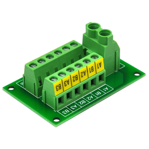 30 Amp 48V 2 By 6 Position Screw Terminal Block Distribution Module for Easy Install, A And B Blocks, 7.62mm Pitch