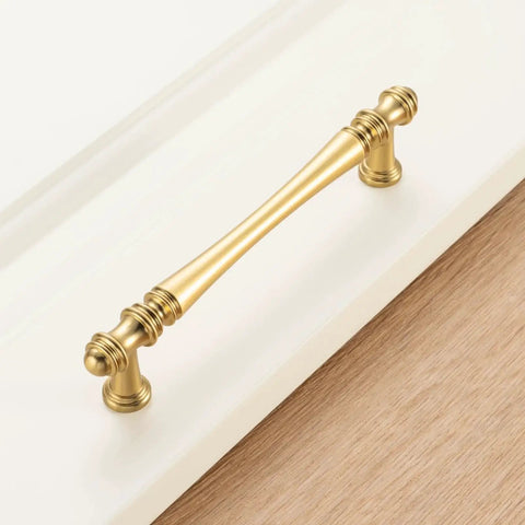 10 Pack 5 Inch Brushed Gold Kitchen Cabinet Handles and Drawer Pulls for Cabinets with French Style and Smooth Rounded Corners