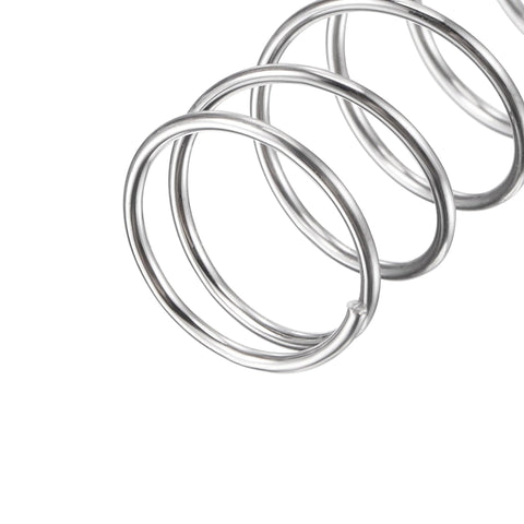 Compression springs, 304 stainless steel, silver, 10mm OD, 0.7mm wire, 5 pcs