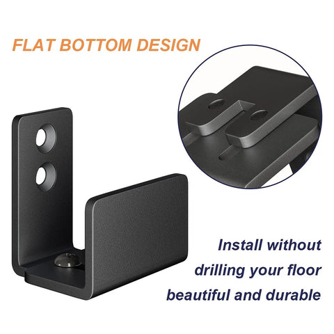 Two Pack Adjustable U Shape Barn Door Floor Guides For Floor And Wall Mount Flexible Flush Bottom Sturdy Steel In Black Finish