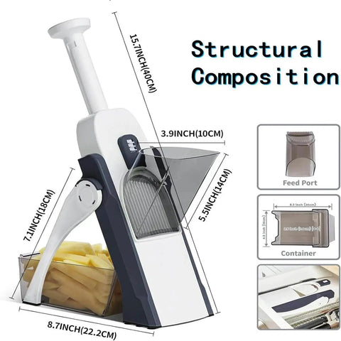 Game Changing Versatile Adjustable Mandoline Slicer And Vegetable Chopper With Five Blades For Precise Slicing Dicing Julienne And French Fry Prep In One Kitchen Tool Blue