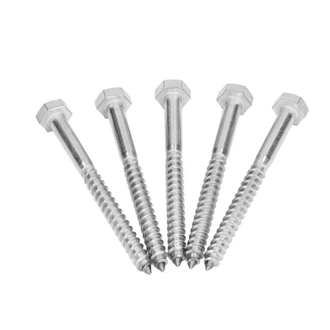 Half Thread Hex Lag Screw M8x130mm Self Tapping Wood Bolt For Carpentry Stainless Steel A2-70 shown in a fan arrangement