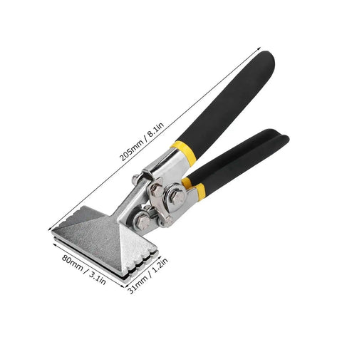 Pro Grade Sheet Metal Bending Pliers Hand Seamer 80mm with ergonomic handle for metal fabrication, shown with measurements
