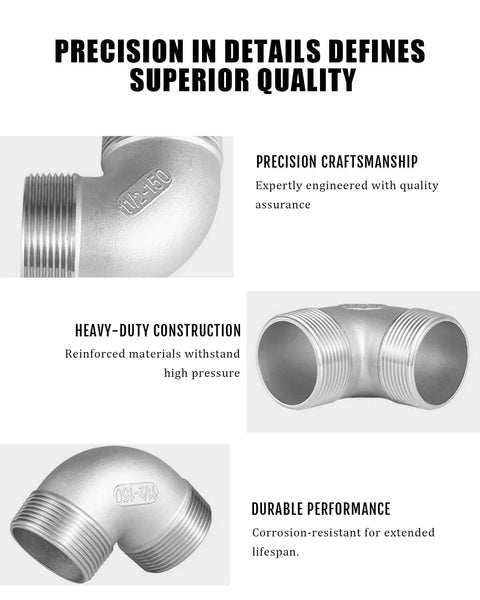 AGUTEA 1/2-inch stainless steel 90-degree street elbow with male NPT threads on both ends, 1-pack