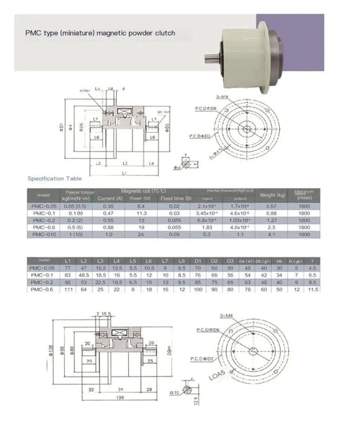 Biaxial Magnetic Particle Brake With 0.5 To 5 Nm Torque Range For Heavy-Duty Rock-Solid Control In Industrial Equipment diagrams